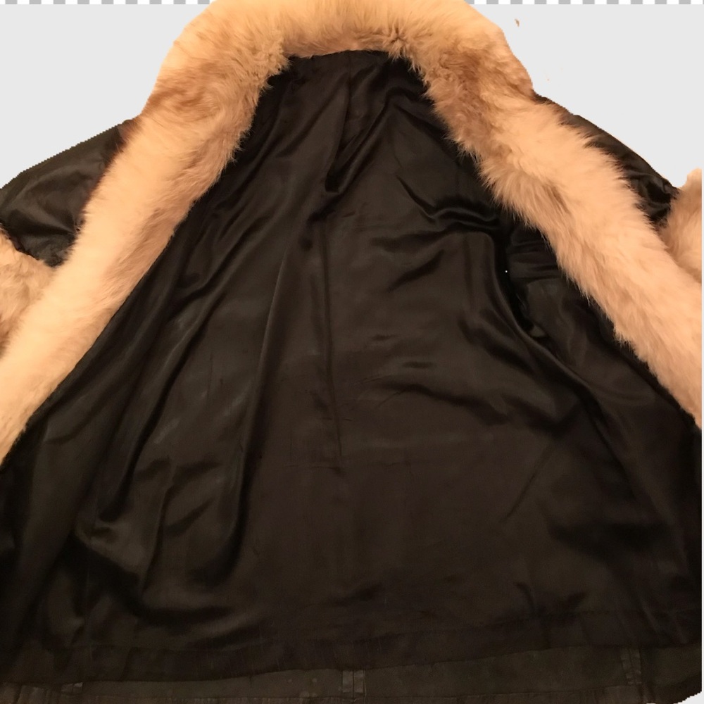 VTG LEATHER AND FOX FUR COAT - Picture 4 of 7
